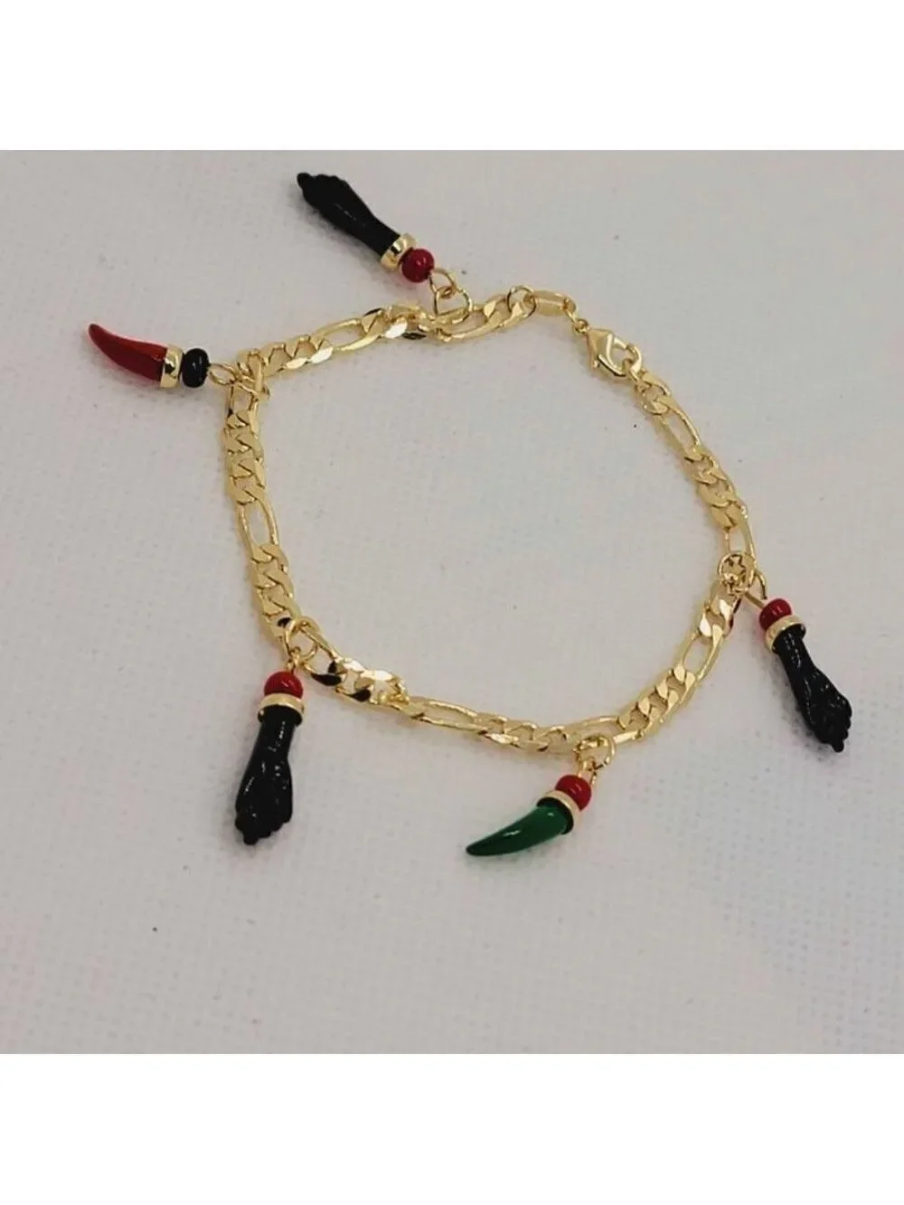 Brand New Brazilian 18k Gold Filled Figa and Pepper Bracelet